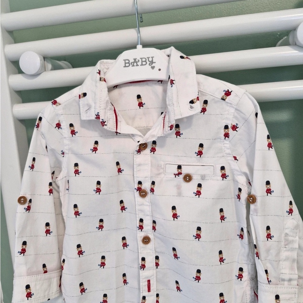 White Baby Shirt with Toy Soldier Print